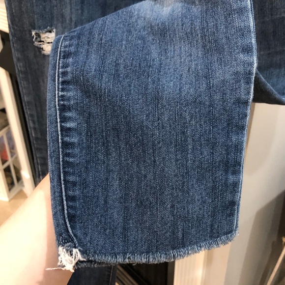 Michael Kors Cropped Straight Skinny Distressed Ripped Denim Jean Pants - Picture 4 of 7